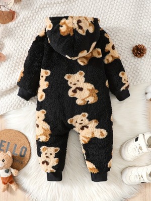 Bluza dziecięca Cute Bear Slant Zip Hooded Reversible Fleece Warm Onesie