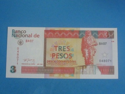 Kuba Banknot 3 Pesos 1994 UNC P-FX38