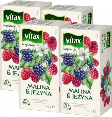 Herbata owocowa Vitax malina i jeżyna 20sztx2g x4