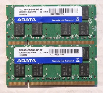 Pamięć 4GB (2x2GB) DDR2 PC2-6400S 800MHz SODIMM ADATA