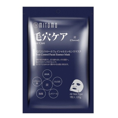 MITOMO Charcoal Pore Facial Essence Mask op.7 szt.