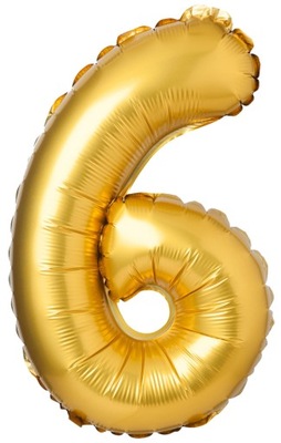 Balon foliowy Złoty Matowy liczba 6 cyfra 69cm