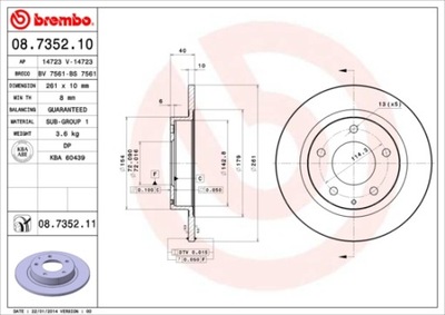 DISCS BRAKE REAR BREMBO 08.7352.11 08735211  