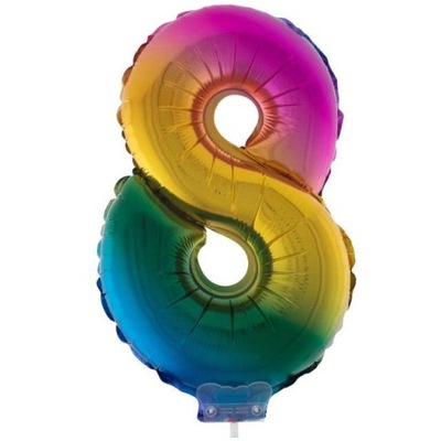 Balon foliowy CYFRA 8 tęczowa liczba 18 urodziny