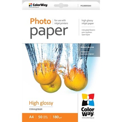 ColorWay | 180 g/m² | A4 | A4 | High Glossy Photo Paper