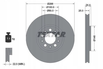 DISCO DE FRENADO TEXTAR 92106605 AUDI VW SEAT  