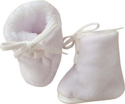 Zimowe ciepłe buciki niemowlęce na chrzest białe 9cm