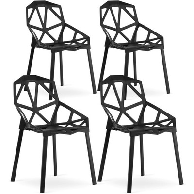 4x Krzesło Ażurowe do Jadalni Salonu ESSEN Czarne