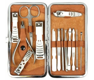 14 el. ZESTAW PRZYBORNIK DO MANICURE PEDICURE