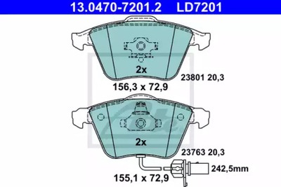 ZAPATAS DE FRENADO SEAT AUDI ATE  