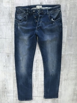 POLICE___przecierane męskie jeans RURKI___W36L32