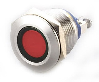 Metalowa kontrolka LED 12V czerwona 22mm