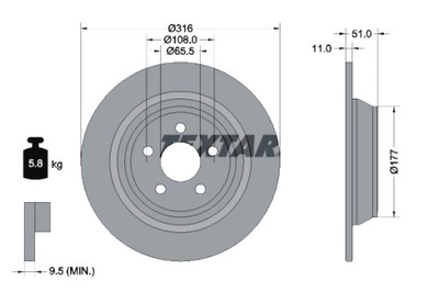 TEXTAR DISCOS DE FRENADO 2 PIEZAS PARTE TRASERA FORD GALAXY 3 S-MAX FORD EE.UU. EDGE  