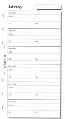 WKŁAD DO ORGANIZERA ST ADRESY ANTRA, ANTRA