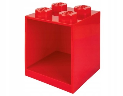 PÓŁKA LEGO ŚCIENNA PUDEŁKO W STYLU KLOCKÓW DO POWIESZENIA, CZERWONA