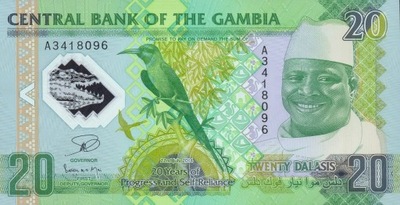 GAMBIA 20 Dalasi 2014 P-30 POLIMER OKOLICZNOŚC UNC