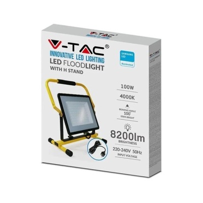 ПРОЕКТОР ПЕРЕНОСНОЙ LED (СВЕТОДИОД ) V-TAC 100W SAMSUNG CHIP IP65 3MB VT-109 6500K