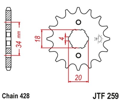 PINION GEAR PROPULSION FRONT MOTO. STEEL JT PINION GEAR FRONT 259 17 HONDA XL  