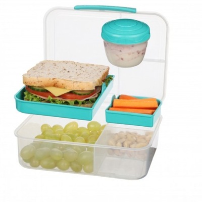 LUNCH BOX trzykomorowy SISTEMA 1,65 l miętowy