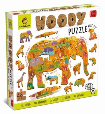 Woody Puzzle – Drewniane puzzle konturowe – Sawanna Ludattica