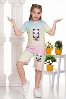 Komplet t-shirt spodenki PANDA 146 cm 10-11 lat