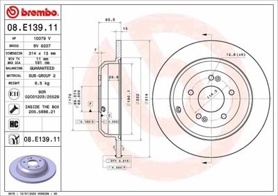 DISCO DE FRENADO BREMBO 08E13911  