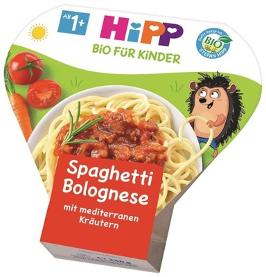 Obiadek Hipp Spaghetti Bolognese od 12 miesiąca 250 g makaron, warzywa