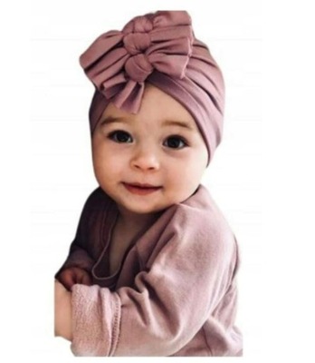 WIOSNA CZAPKA TURBAN z kokardkami r. 34-38 0-3 m +GRATIS