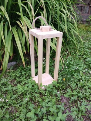 Lampion drewniany latarnia 33 cm naturalny