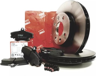 Trw тормозные диски+ тормозные колодки перед renault megane i symbol i фото №1