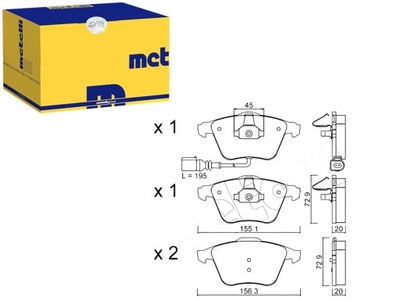 КОЛОДКИ ТОРМОЗНЫЕ AUDI TT 06- ДАТЧИК METELLI