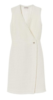 H&M długa sukienka kamizelka ecru boucle 42
