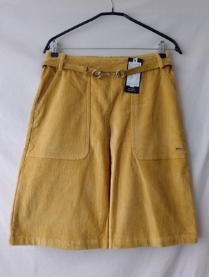Spódnica sztruksowa żółta z paskiem - 38