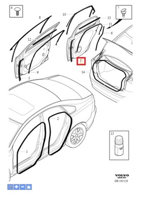 Прокладка двері лівих задніх volvo s40 ii v50 фото №1
