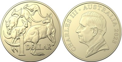 Australia 1 dolar 2023r. obiegowa - nowy król Karol III UNC
