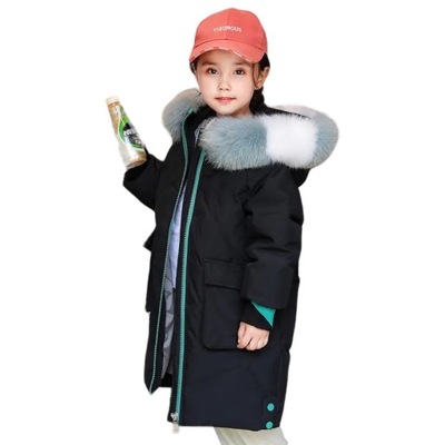 Kurtka zimowa płaszcz zimowy dla dziewczynki puchowa z futrem 152 / 158