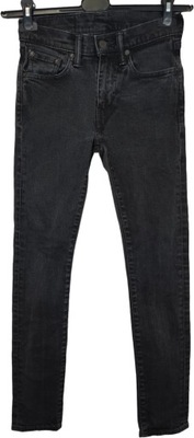 LEVI'S 519 Jeansowe SPODNIE Czarne Rurki W26 L30