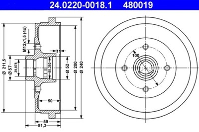 ATE 24.0220-0018.1 BEBEN HAM.VW GOLF III 93- 