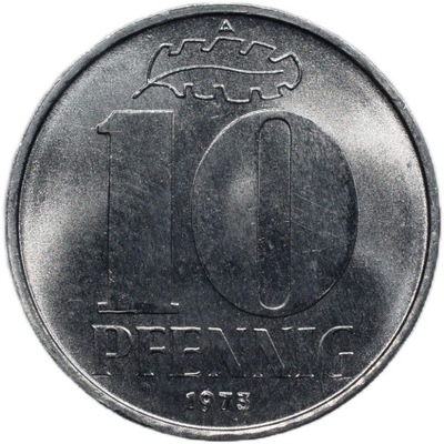 NRD 10 pfennig 1973 Stan I/-I Menniczy