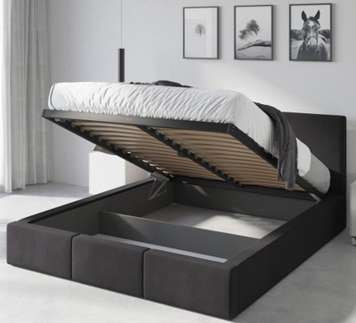 Łóżko Podwójne INTERBEDS Hilton 160x200 odcienie szarości