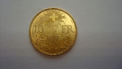 Moneta Szwajcaria, 10 franków 1913 B stan 1-