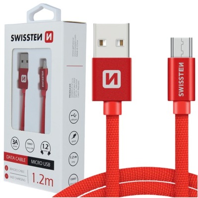 SWISSTEN Kabel przewód USB microUSB 1,2m 3A MOCNY