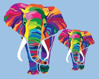 Obraz do MALOWANIA PO NUMERACH - Kolorowy słoń