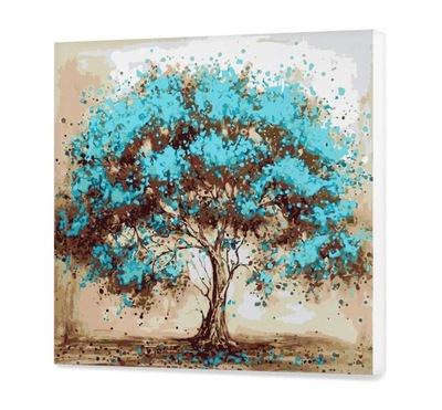 Niebieskie Drzewo Malowanie po Numerach 60x60 cm