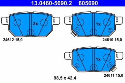 ZAPATAS DE FRENADO 605769 13.0460-5690.2 ATE ZAPATAS  