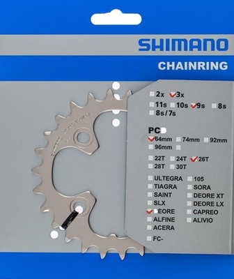 Koronka, tarcza SHIMANO Deore FC-M530 26T 64mm