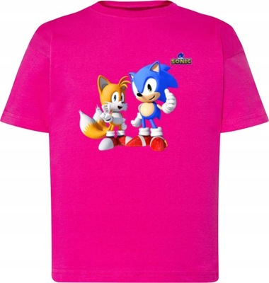 Sonic 2 Koszulka T-Shirt Dziecięcy Fuksja 5-6 lat