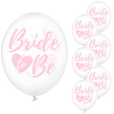 Balony lateksowe różowy napis Bride to Be transparentne 30cm 6szt