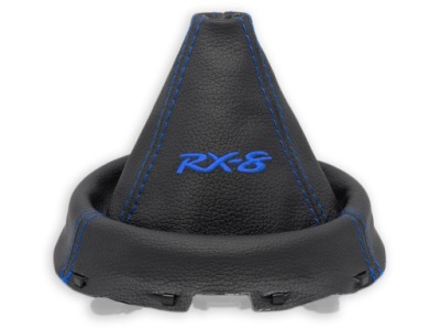 Mazda rx-8 2003-2012 чохол перемикання передач czarna шкіра вишивка granatowy фото №1