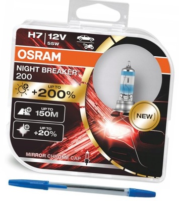 OSRAM LAMP H7 12V 55W PX26D NIGHT BREAKER 200 DO +200% DUO BOOT GIFT  